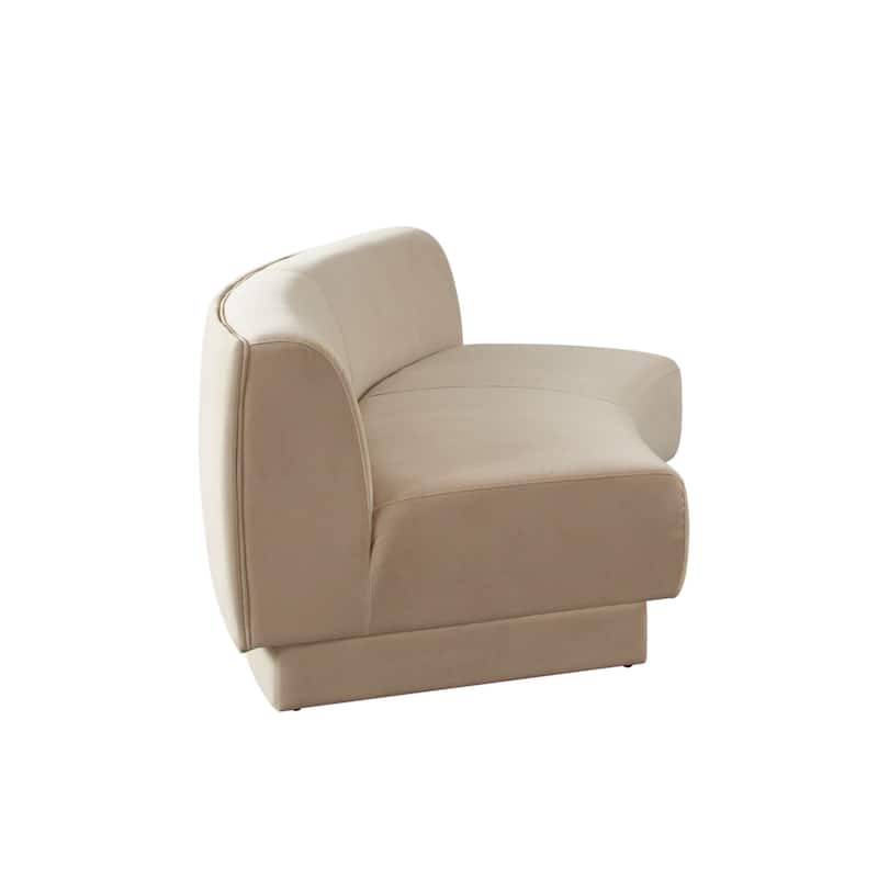 Zema Curved Armless Sofa, Curved Modular Design, Camel Brown Fabric, 84 Inch