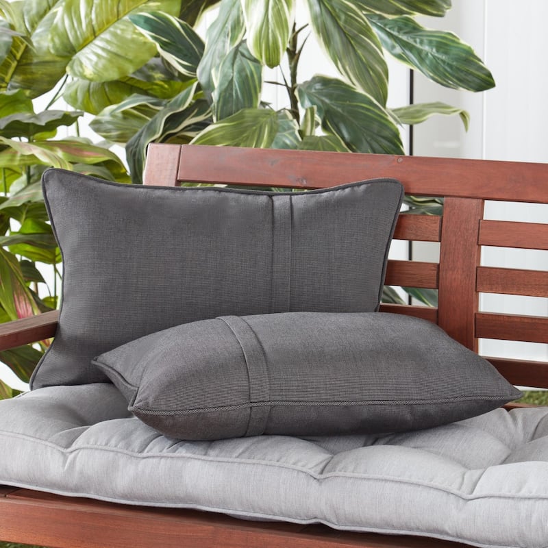 Greendale Home Fashions Sunbrella 21" x 14" Rectangle Outdoor Throw Pillow (Set of 2) - Canvas Coal