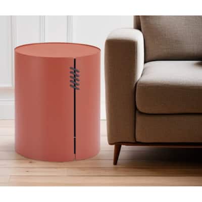 HomeRoots 19" Brown Aluminum Round Drum End Table - 16' X '19.1' X '16