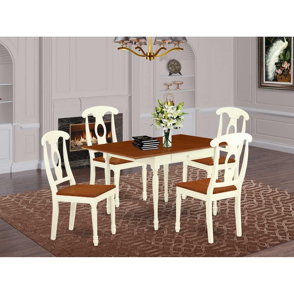 5-Piece Buttermilk and Cherry Solid Wood Top - Dining Room Set - Seats 4