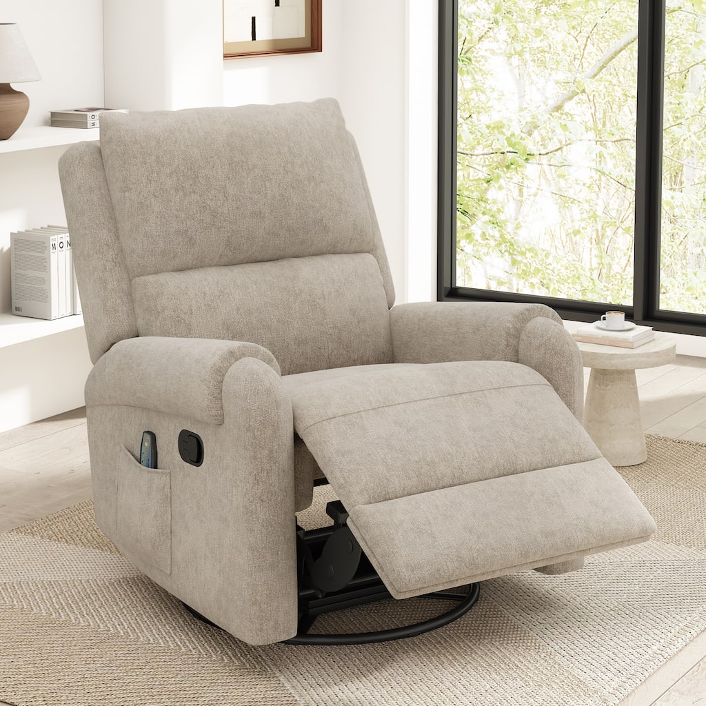 Manual Recliner Massage Recliner Chair Nursery Recliner Chair Swivel Rocker Recliner Sofa with a Side Storage Pocket