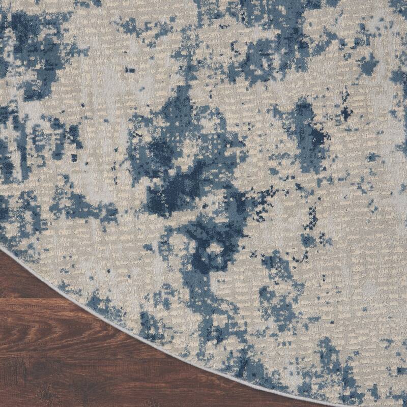 Nourison Rustic Textures Abstract Modern Blue Grey Area Rug