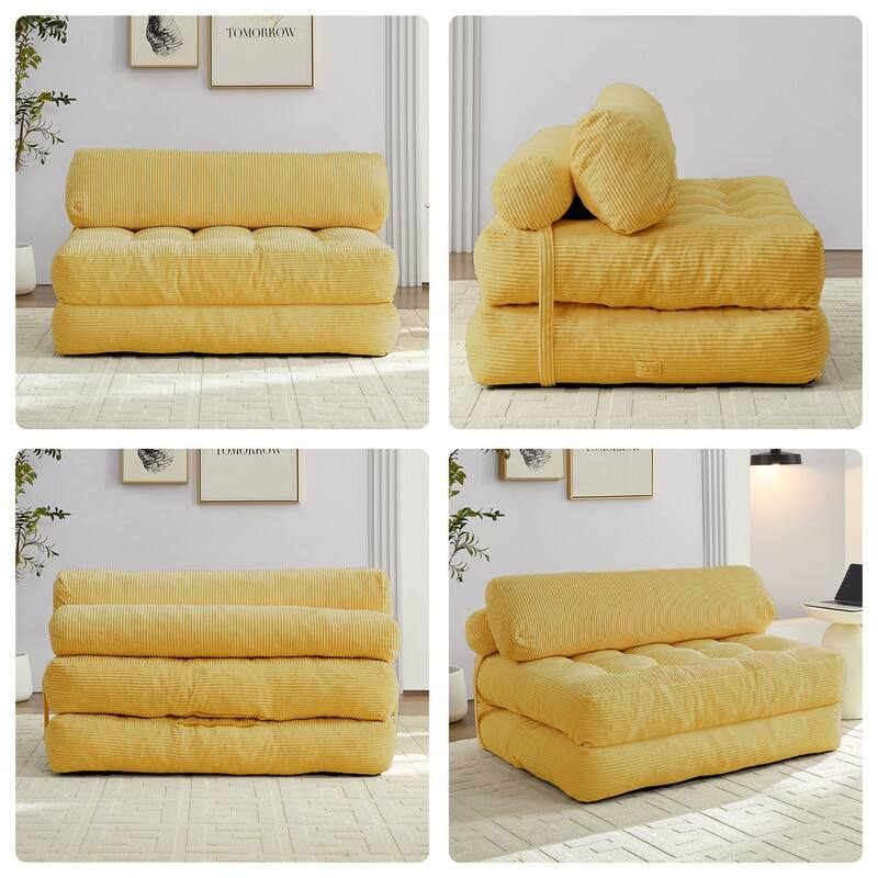 Mixoy W32''/W50'' Corded Velvet Fabric Folding Floor Lazy Futon Sofa Bed