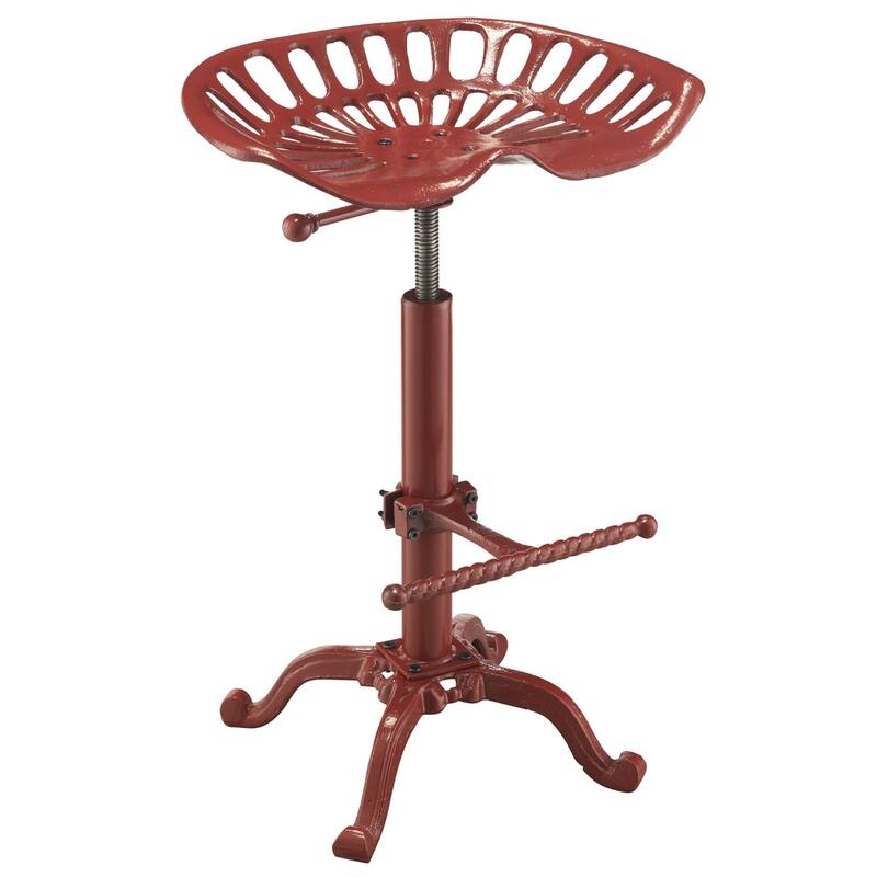 23" Black Iron Backless Adjustable Height Bar Chair - Red