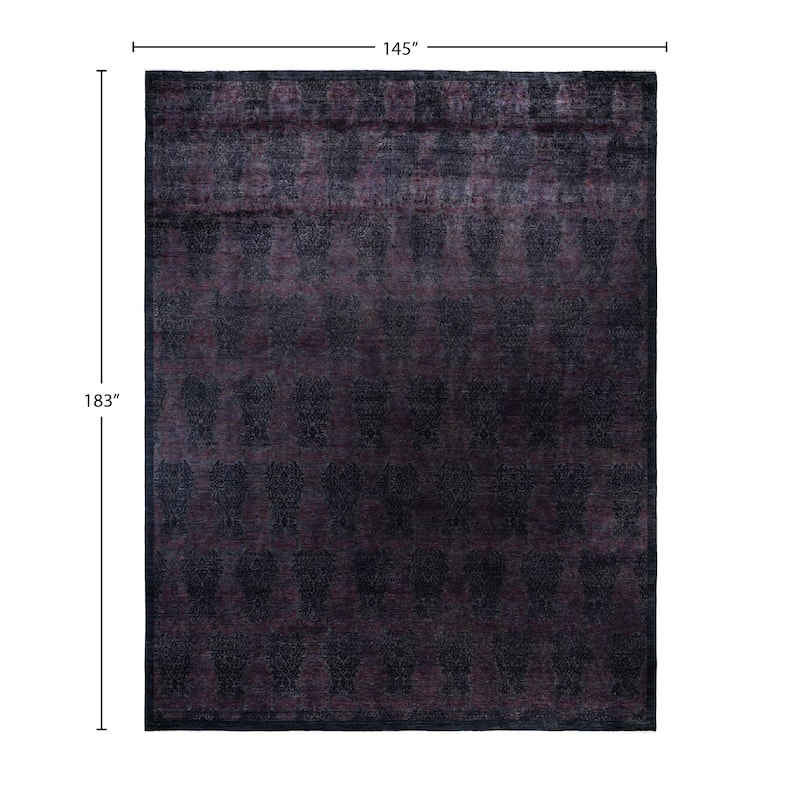 Overdyed One-of-a-Kind Hand-Knotted Area Rug - Black - 12' 1" x 15' 3"