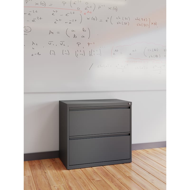 Hirsh 30 Inch Wide 2 Drawer Lateral 101 File Cabinet, White - Grey