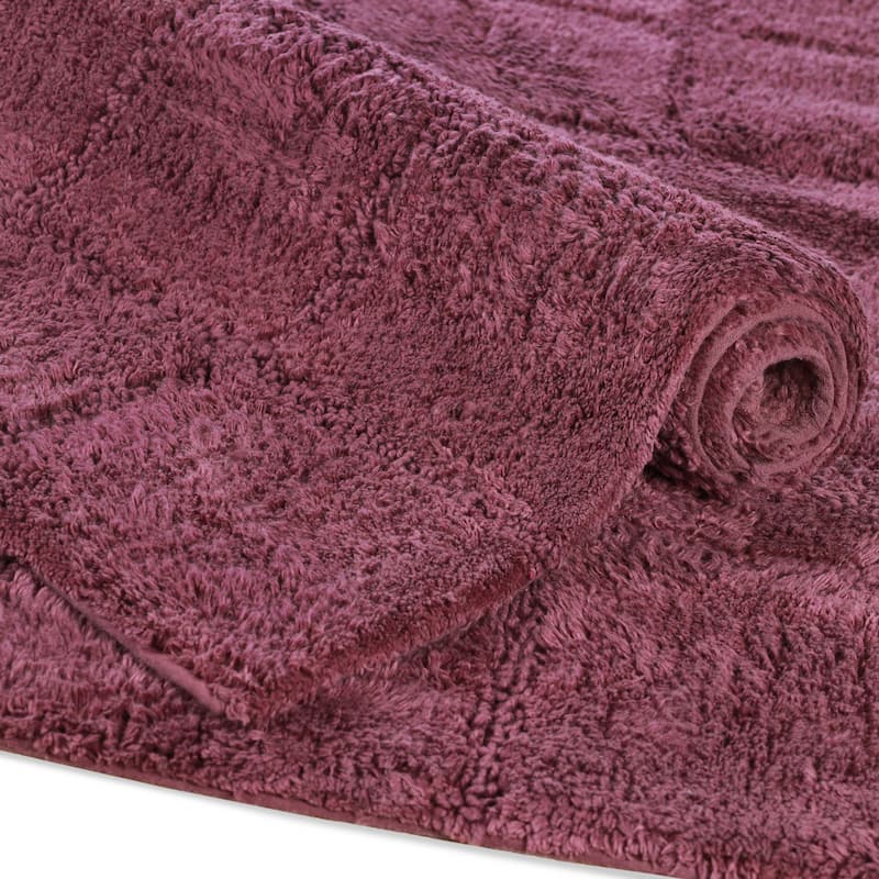 Superior Cotton Checkered 2-piece Non-skid Bath Rug Set