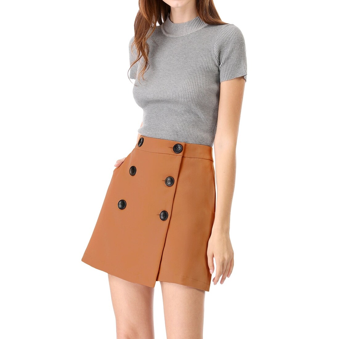 brown button up skirt