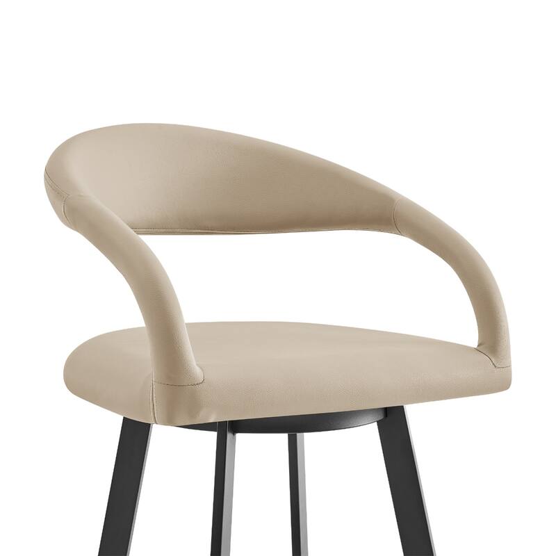 Faux Leather Counter Height Swivel Bar Chair with Arms, Low Back and Metal Frame