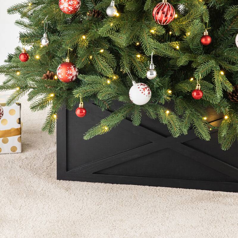 Glitzhome 22"L/26"L/32"L Handcrafted Wooden Christmas Tree Collars