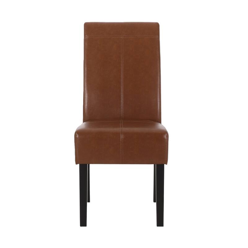 Modern Dining Chairs Set of 2, PU Leather Upholstered Parsons Dining Chairs with Solid Wood Legs for Kitchen, Living Room