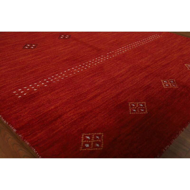 Red Gabbeh Indian Rug Hand-Knotted Wool Carpet - 4'7" x 6'5" - Red - 4'7" x 6'5"