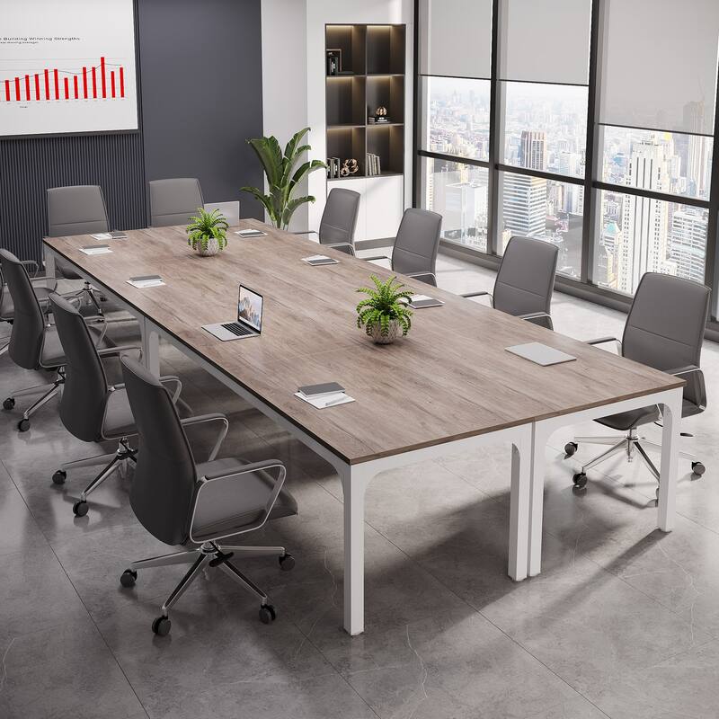 Long Conference Table Set of 4, 13FT Large Rectangle Meeting Seminar Table, 78.74-Inch Business Tables