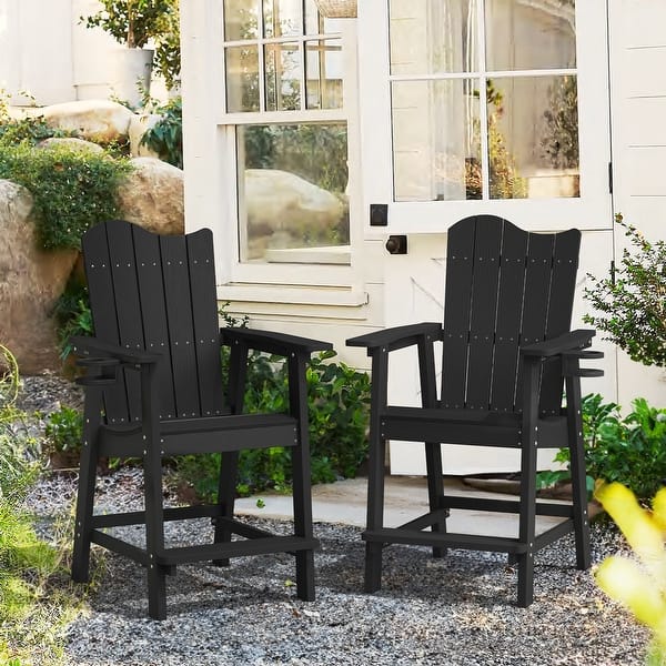 LUE BONA Outdoor HDPS Adirondack Chairs with cup holder Patio