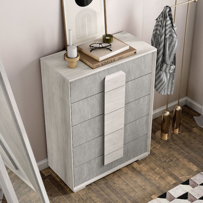 Furniture of America Jonnick Contemporary Two-tone Washed White 5-Drawer Chest
