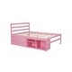 preview thumbnail 9 of 8, Full Size Platform Bed with Built-in Two Storage Drawers, Wood Storage Bed with Built-in 2 Drawers and Headboard - Pink