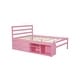 preview thumbnail 9 of 13, Pink Full Size Wood Platform Bed with Removable Storage Shelves, Built-in 2 Storage Drawers