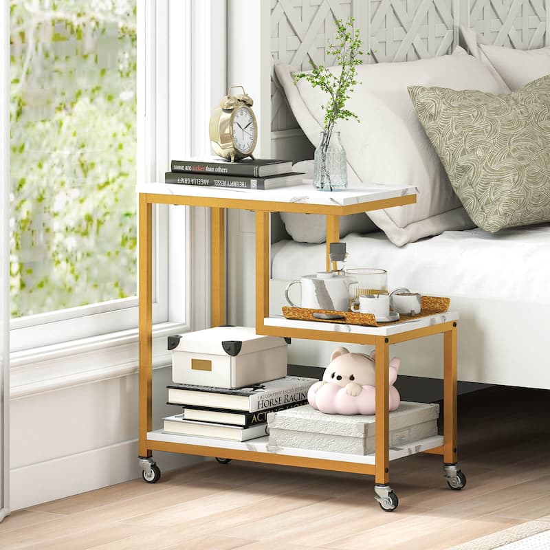Costway 1/2 PCS Modern G-Shaped End Table Home 3-Tier Side Table with - See Details