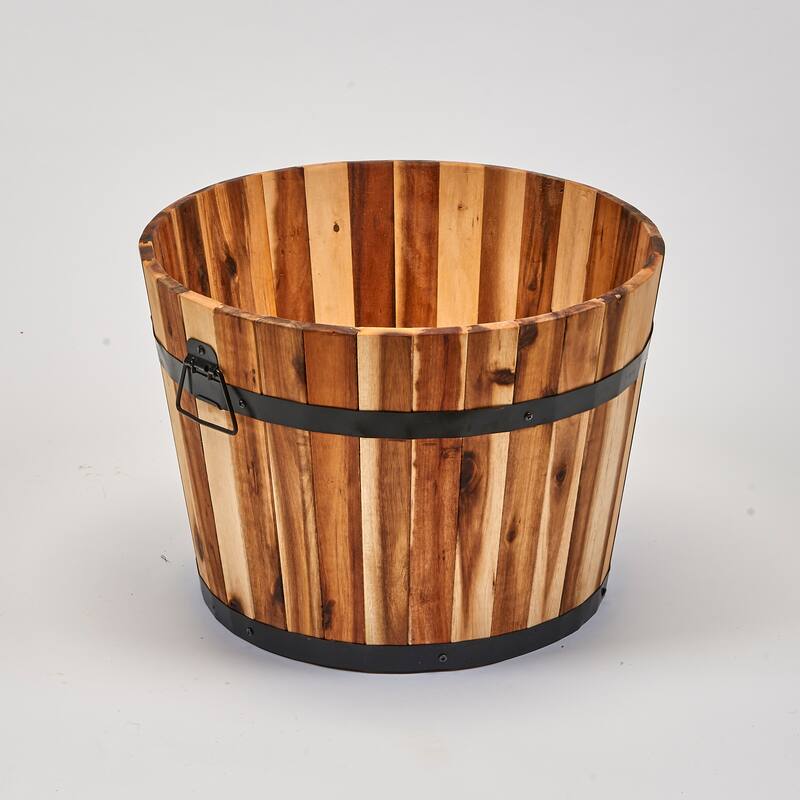 13" Nested Wood Barrel Planter - 13