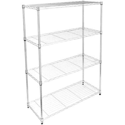 Silver 4-Tier Adjustable Storage Shelf Metal Storage Rack