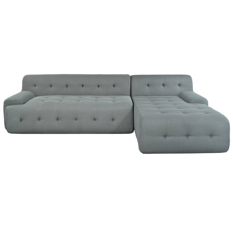 107" Polyester Mesh L-Shape Modular Sectional Sofa with Deep Seating and Pocket Spring Cushions