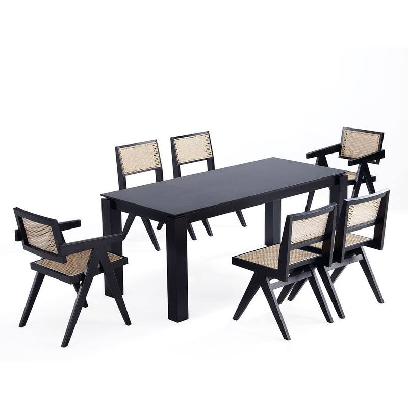 Manhattan Comfort Rockaway Hamlet Modern 70.86 Solid Wood Dining Set