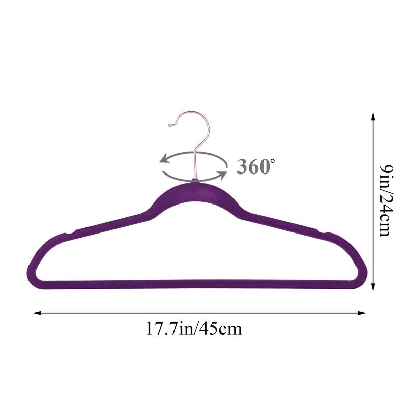 Javlergo 50/100 Pack Velvet Hangers, Heavy Duty Non Slip & Space-Saving Cloth Hangers with 6 Finger Clips & Tie Rack