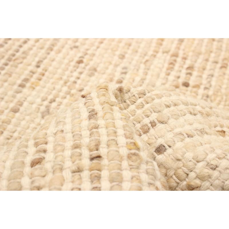 ECARPETGALLERY Braid weave Sienna Beige Wool Rug - 2'1 x 2'0