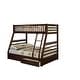 preview thumbnail 2 of 6, Espresso Twin over Full Solid Wood Bunk Bed with Ladder for Kids, Boys and Girls, Bedroom