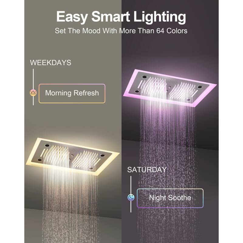 GRANDJOY LED Shower System 28" Luxury Shower Head with 6 Body Jets