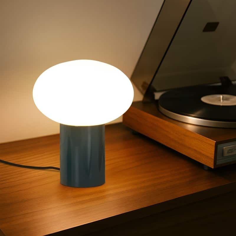 Brightech Ivy LED Glossy Teal Midcentury Round Globe Dimmable Bedside Nightstand Desk Lamp