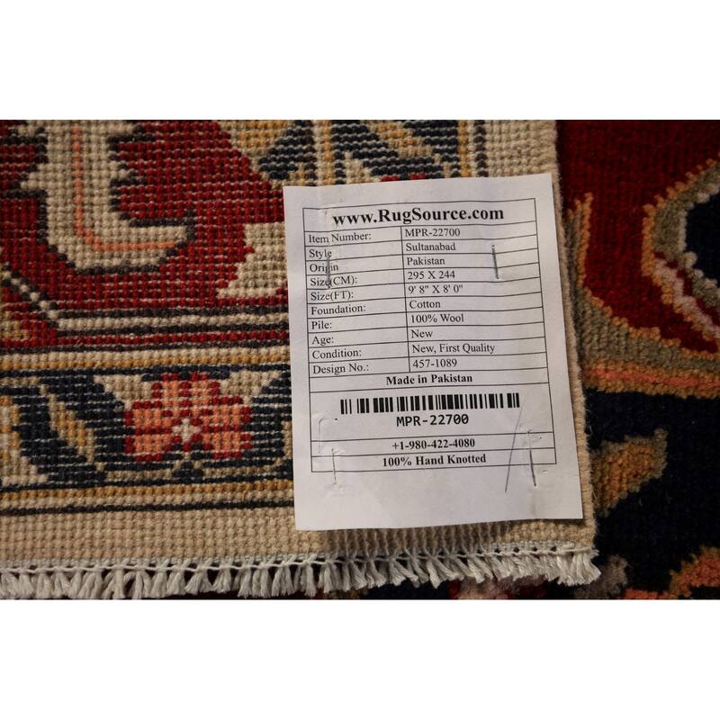 Red Sultanabad Oriental Area Rug Handmade Wool Carpet - 8'0" x 9'8"