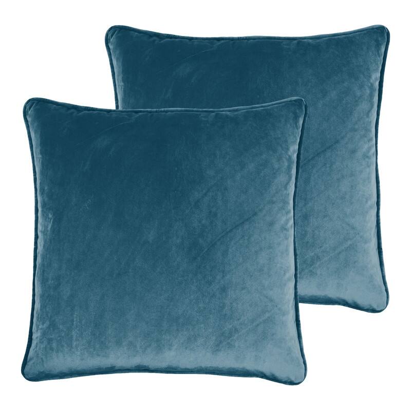 Sherry Kline Elite Velvet Corded Edge - Feather/Down Fill, Zippered, Set of 2 Pillows - Blue - 24"x24"