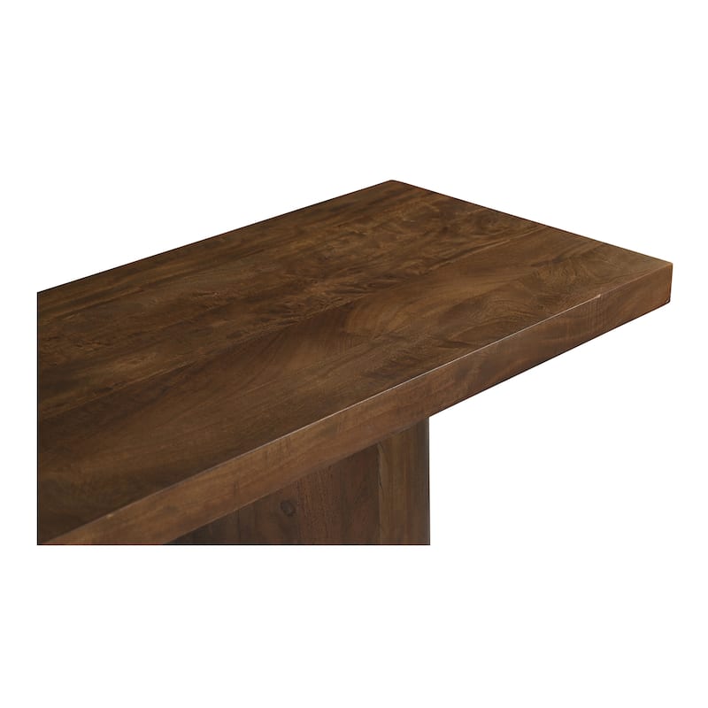 NADAAL STUDIOS Elowynne Console Table, Reclaimed Neem Wood with Twin Cylindrical Bases, Warm Brown