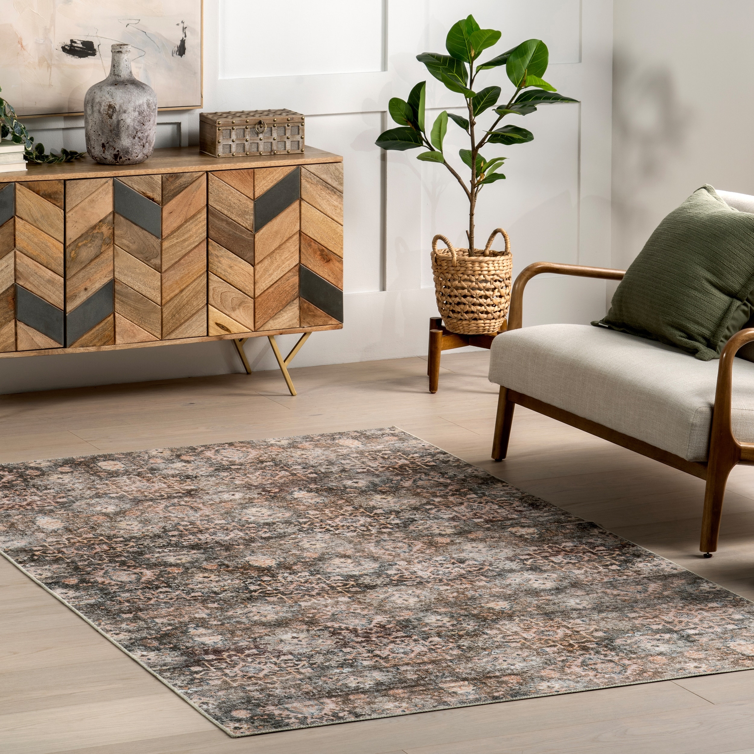 Nuloom Keziah Vintage Medallion SplashGuard Machine Washable Area Rug