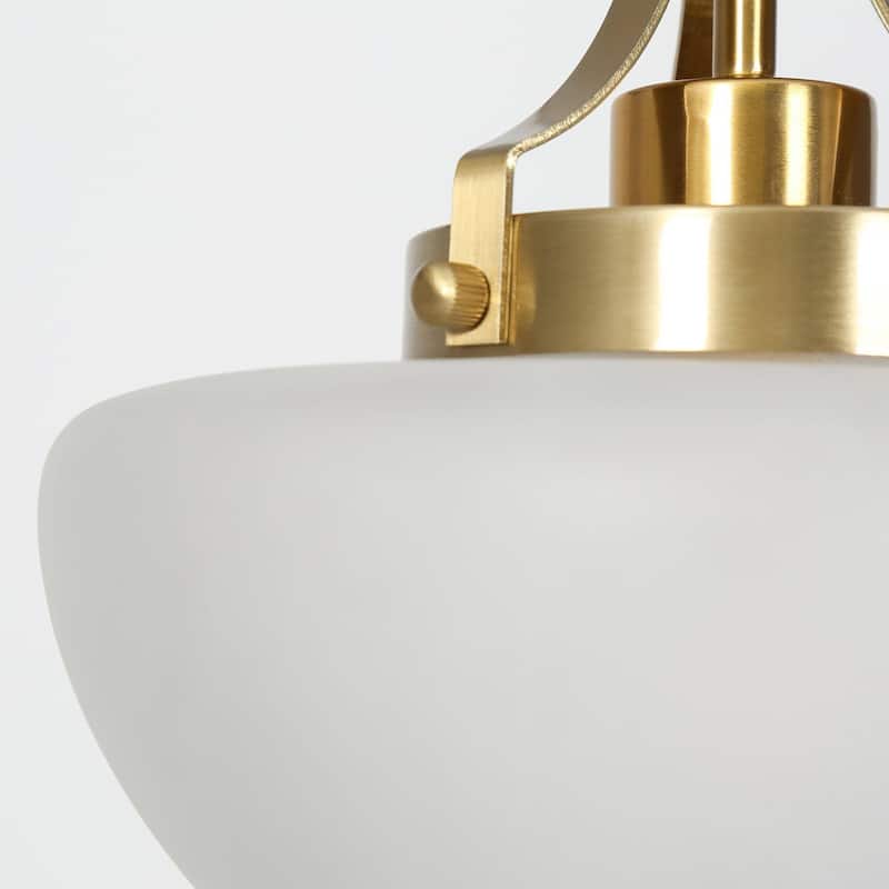 Modern Gold 1-Light Schoolhouse Pendant Light with Frosted Glass for Kitchen Island - Electroplated Dark Gold - Dia.9.1"xH9.1"