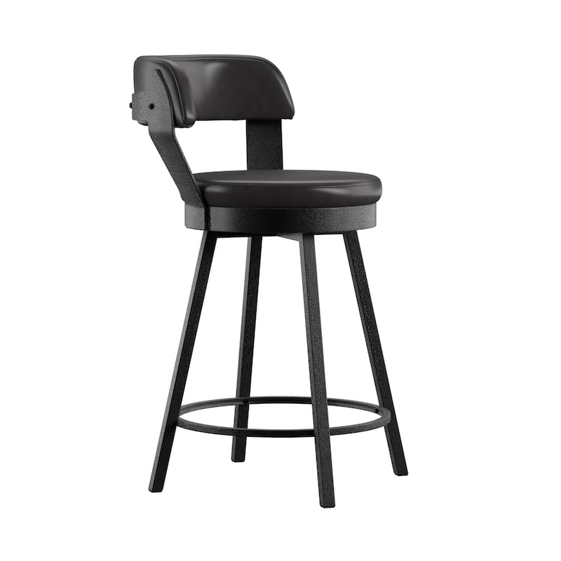 Harley Faux Leather Graphite Grey Metal Swivel Stools (Set of 2) by iNSPIRE Q Modern