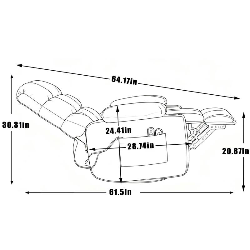 Swivel Recliner Chair with Heat & Massage, Oversized Fabric Manual Recliner Chair, Single Sofa with Cup Holders & Side Pocket