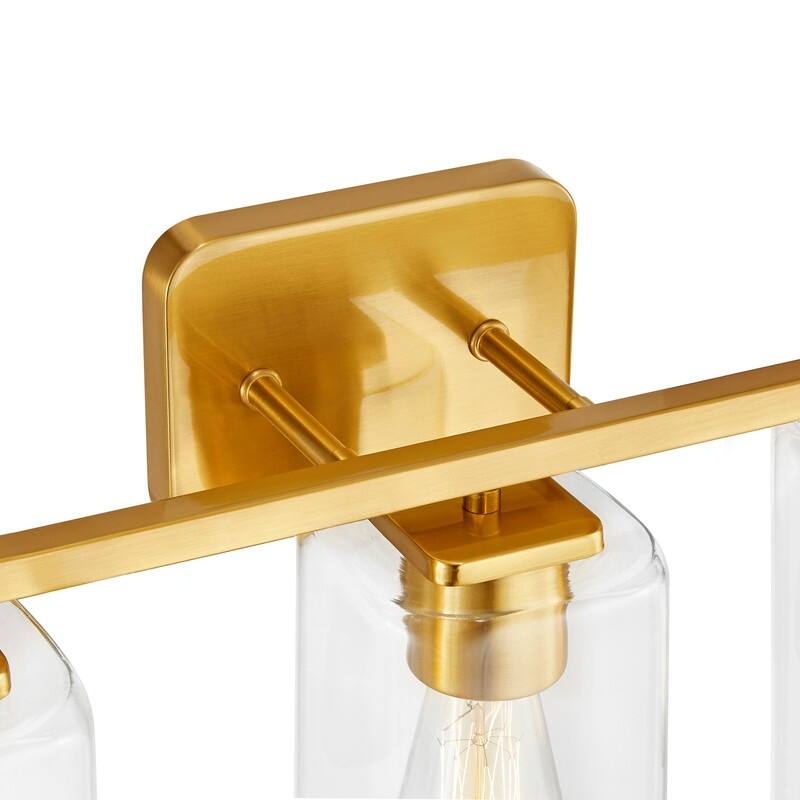 KAWOTI 3 Light Bathroom Vanity Light with Rectangular Glass Shade