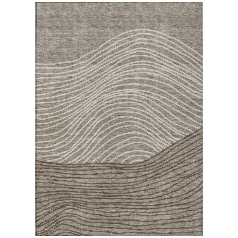 Machine Washable Indoor/ Outdoor Modern Arches Chantille Rug