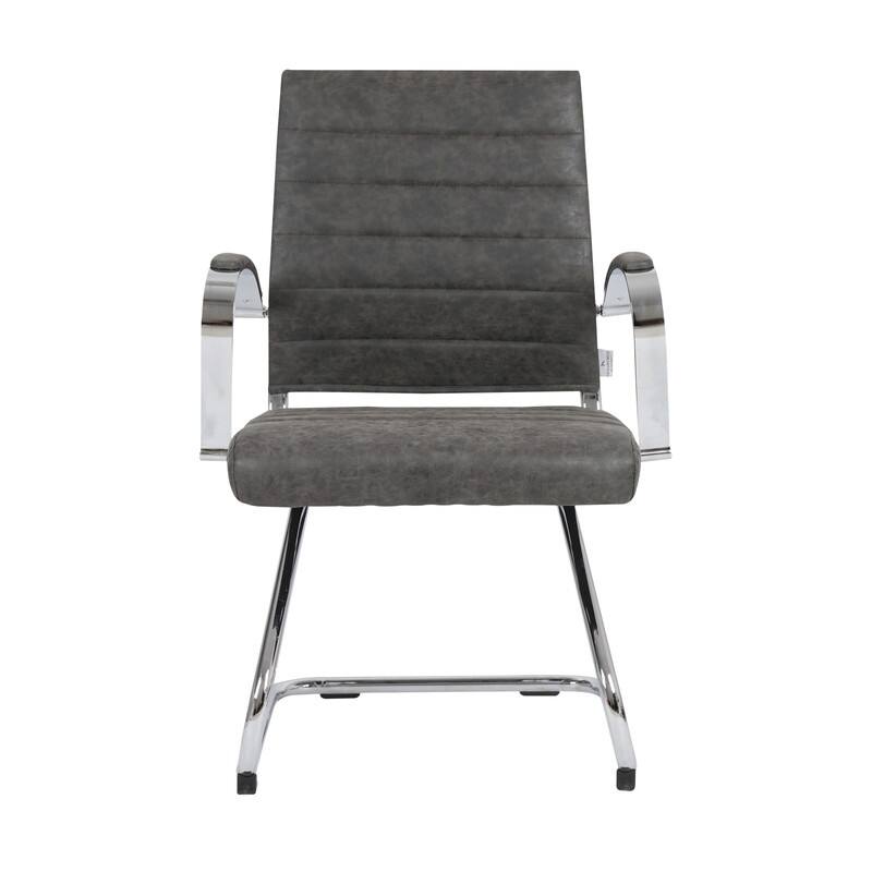 Benmar Series Mid Back Modern Leather Office Executive Desk Chair, Ergonomic Seating with Stainless Steel Sled Base