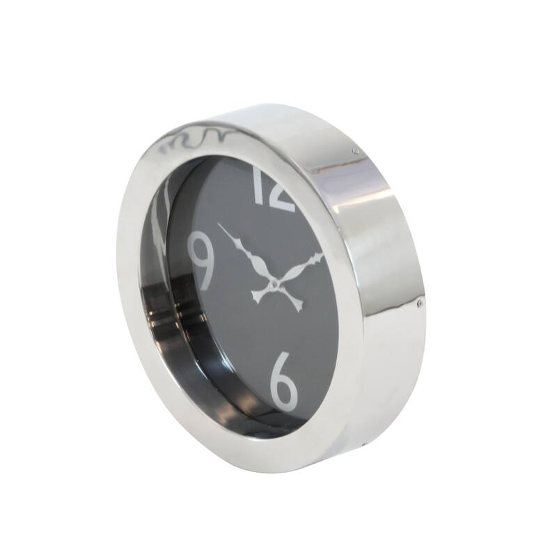 Silver Stainless steel Natural Wall Clock, 12 x 12 x 3 - 12 x 3 x 12 - 12 x 3 x 12