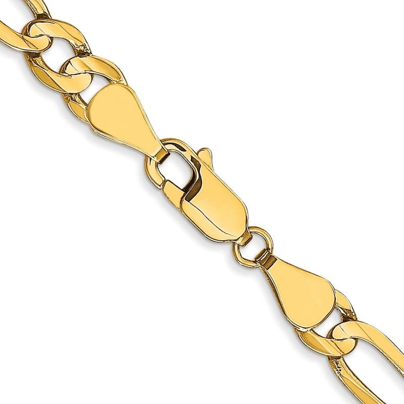 Curata 10k Lobster Claw Closure 5.25mm Concave Figaro Chain Bracelet