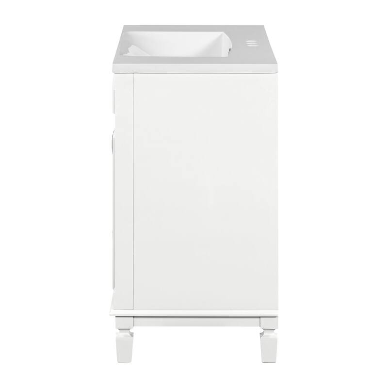 36" Bathroom Vanity with Mirror Cabinet, Ceramic Sink, Black Storage Cabinet with Soft-Close Doors & Drawers