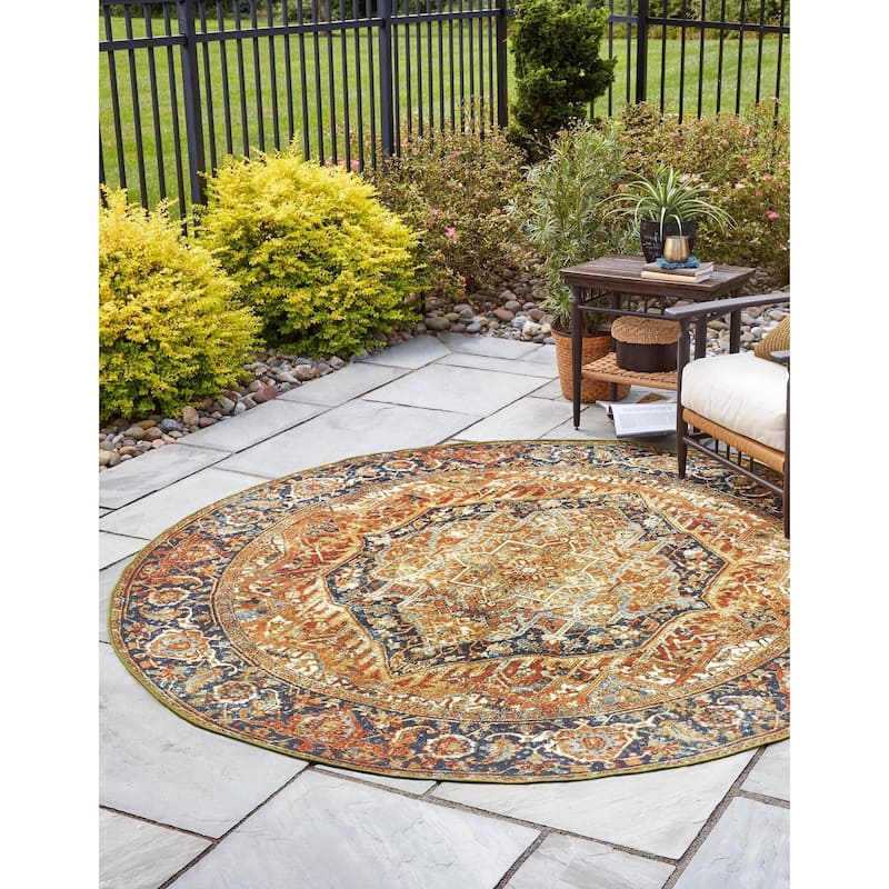 Outdoor Nirie Collection Area Rug - Rust Red - 7'10" Round