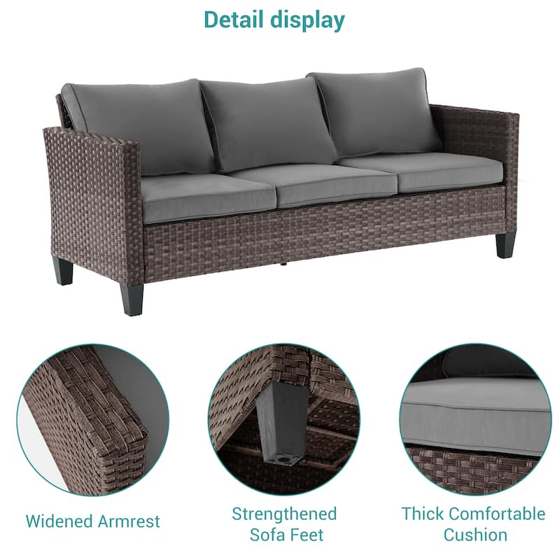 BONOSUKI 5-Piece Outdoor Brown/Gray PE Wicker Patio Conversation Sets, Swivel Rocking Sofa Set with Cushions and Ottomans