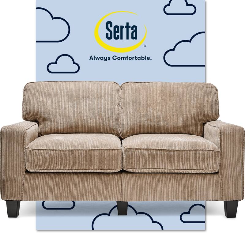 Serta Palisades Upholstered 61" Sofas for Living Room Modern Design Couch, Straight Arms, Tool-Free Assembly - Beige