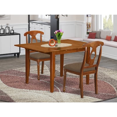 HomeStock 3-Piece Saddle Brown Finish Solid Wood Top Dining Table Set