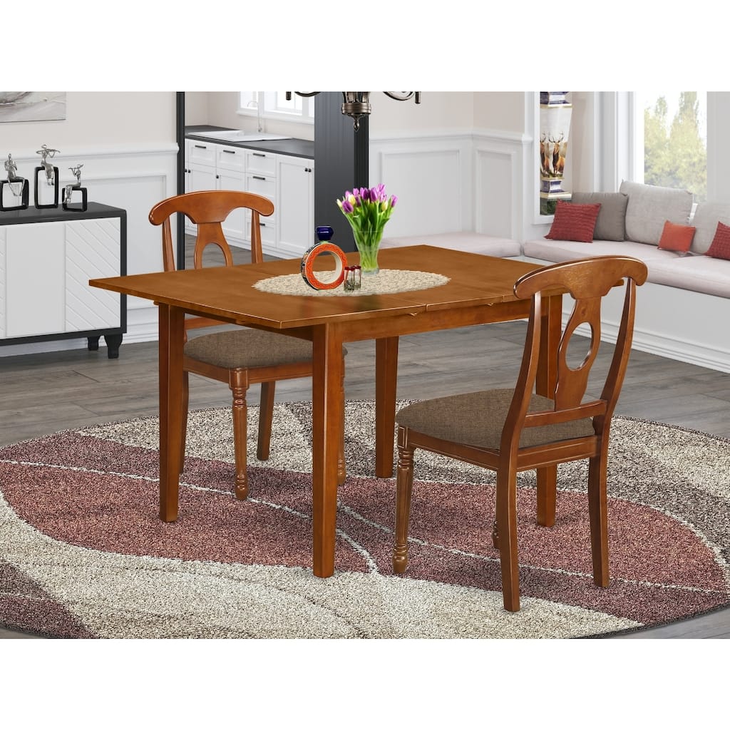 HomeStock 3-Piece Saddle Brown Finish Solid Wood Top Dining Table Set