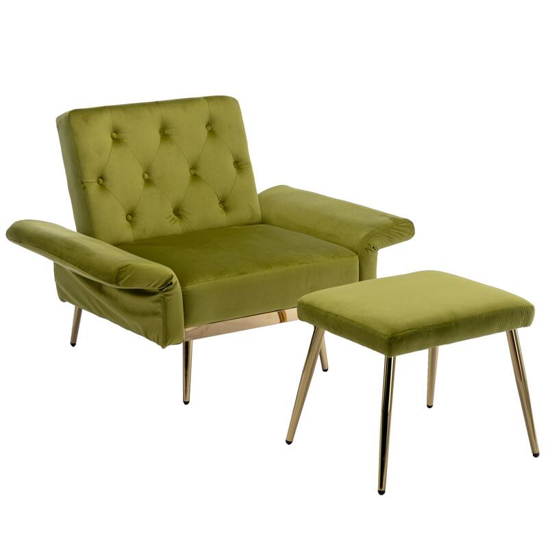 Olive Green 32.28" Tufted Accent Chair with Ottoman